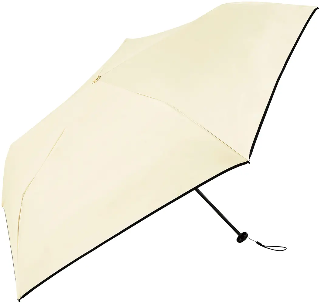 日本 because 極輕量晴雨兩用UV99%折疊傘/ Ribbon Mini/ Beige