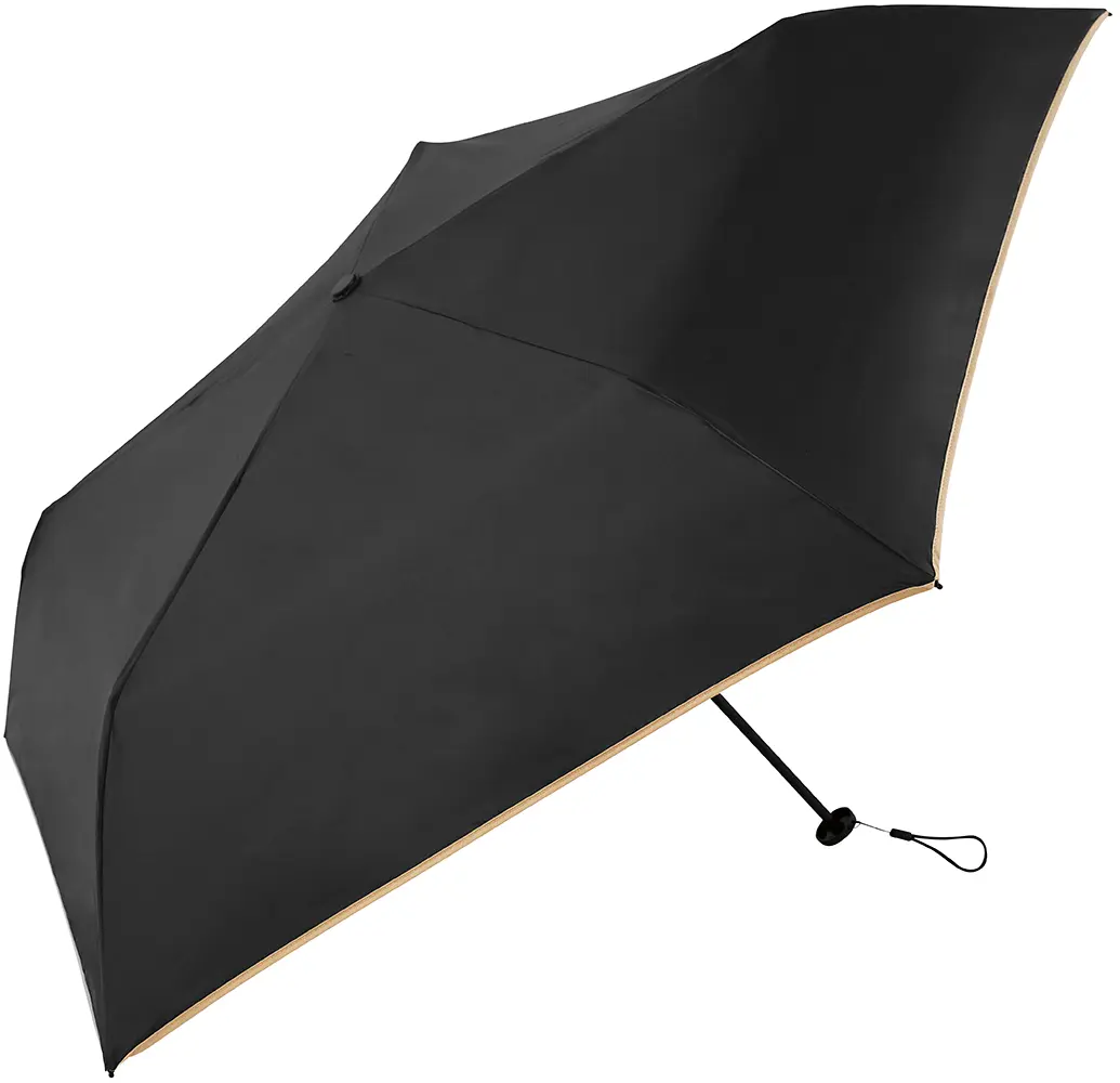 日本 because 極輕量晴雨兩用UV99%折疊傘/ Ribbon Mini/ Black
