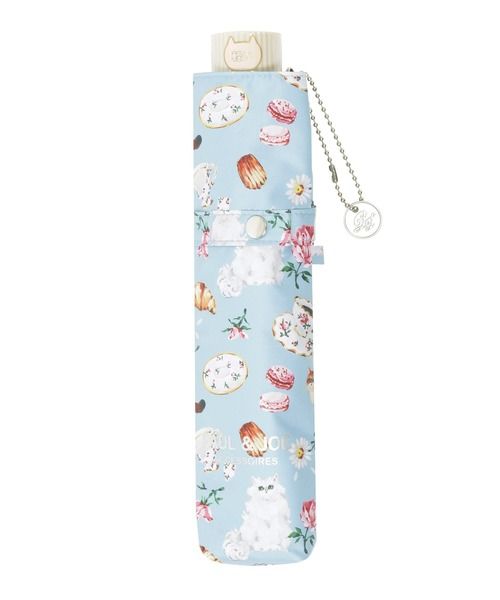 日本 PAUL & JOE ACCESSOIRES UV99.9晴雨兩用折傘/ Tea Party/ Blue