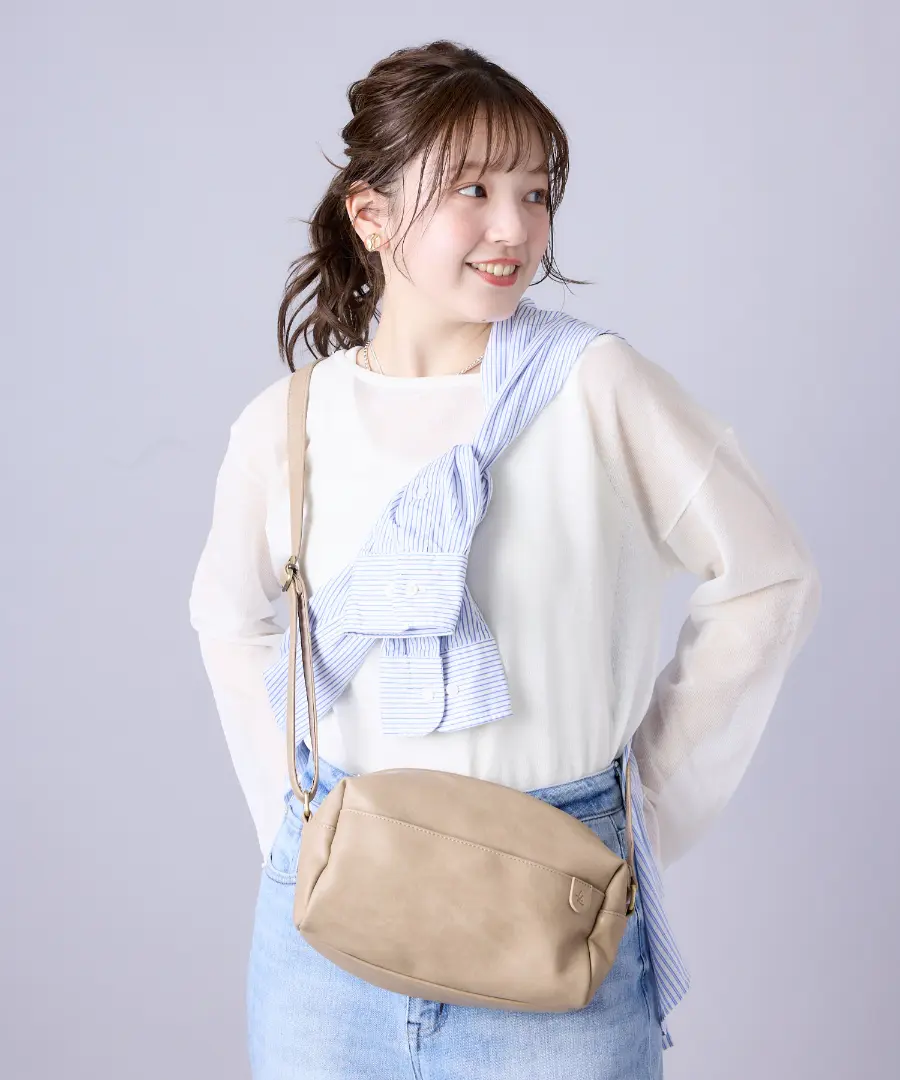 日本 Legato Largo Lineare Natural Vintage 迷你肩背包/ Grey Beige