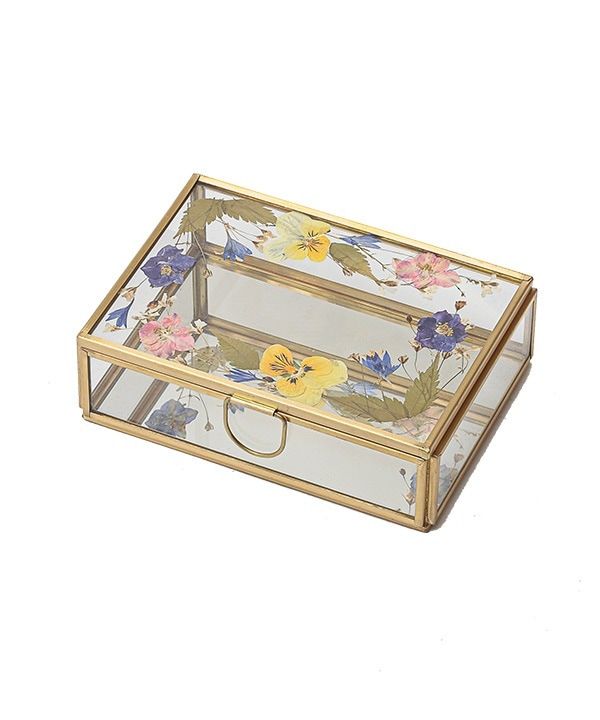 日本 artipur COTTAGE 黃銅押花玻璃盒