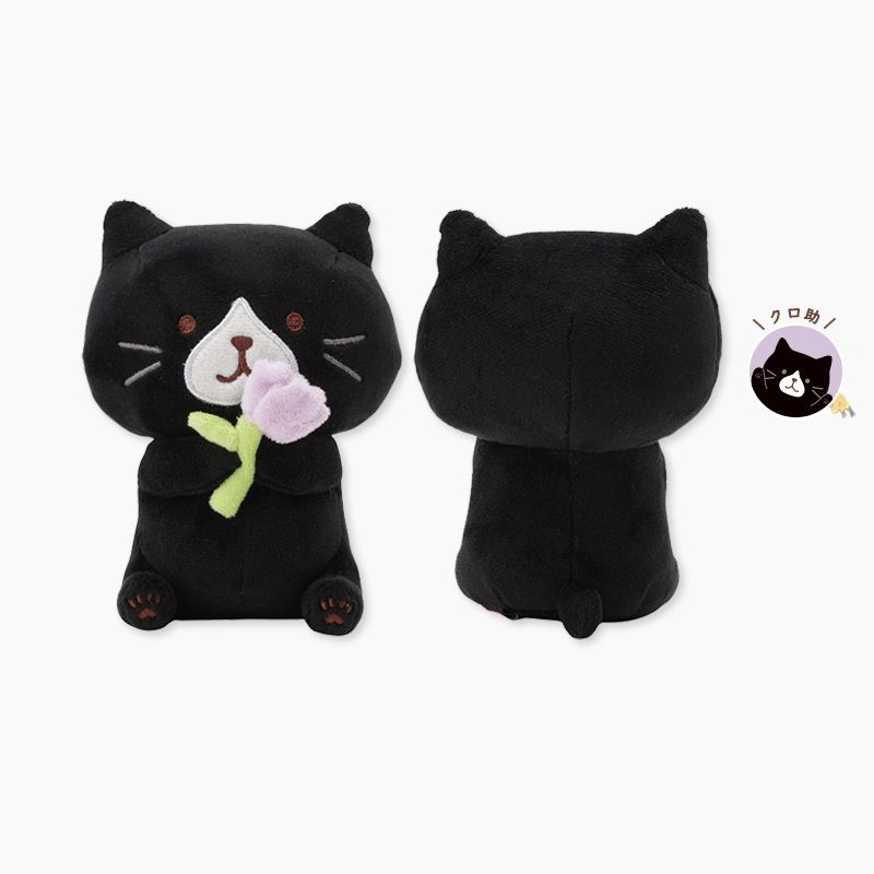 日本 HAPiNS Fuku Fuku Nyanko 表白吉祥物玩偶/ 黑助永恆貓