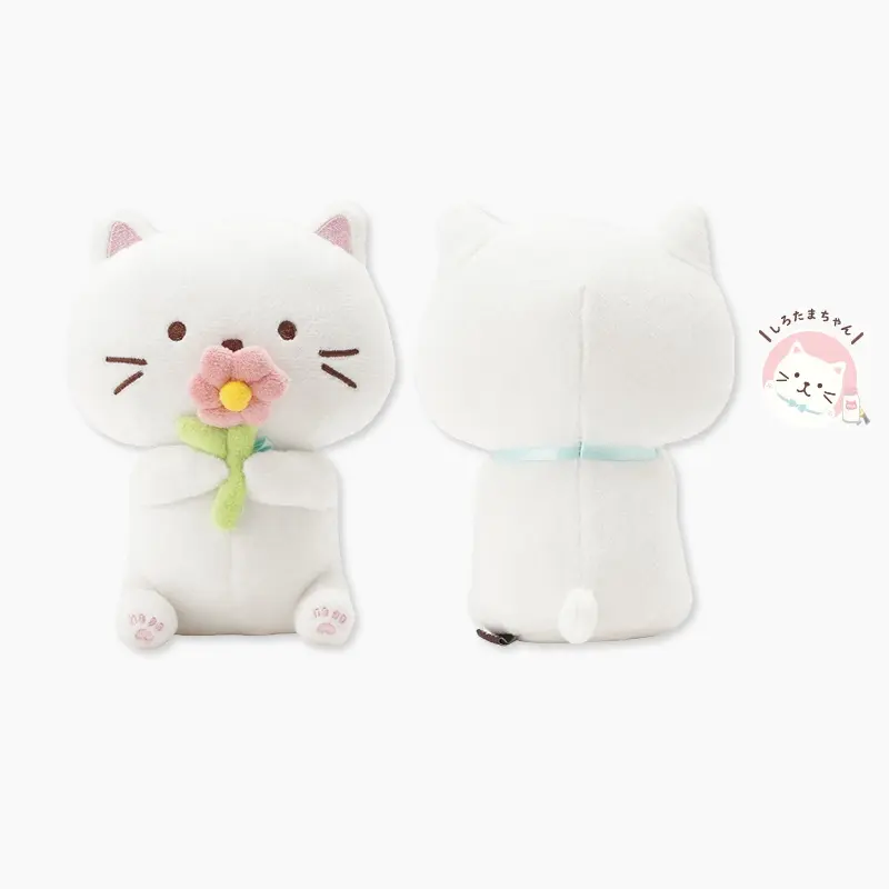 日本 HAPiNS Fuku Fuku Nyanko 表白吉祥物玩偶/ 白團子純潔貓