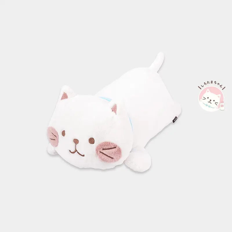 日本 HAPiNS Fuku Fuku Nyanko 腮紅小趴枕玩偶/ 白團子