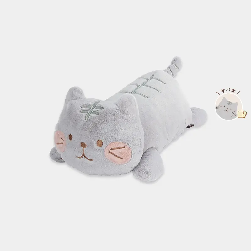 日本 HAPiNS Fuku Fuku Nyanko 腮紅小趴枕玩偶/ 鯖太