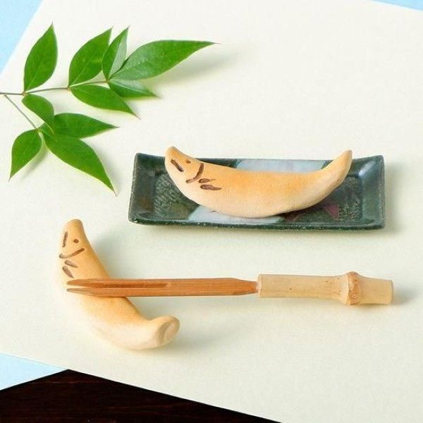 日本 五百代窯美濃燒 箸置/ 鮎菓子