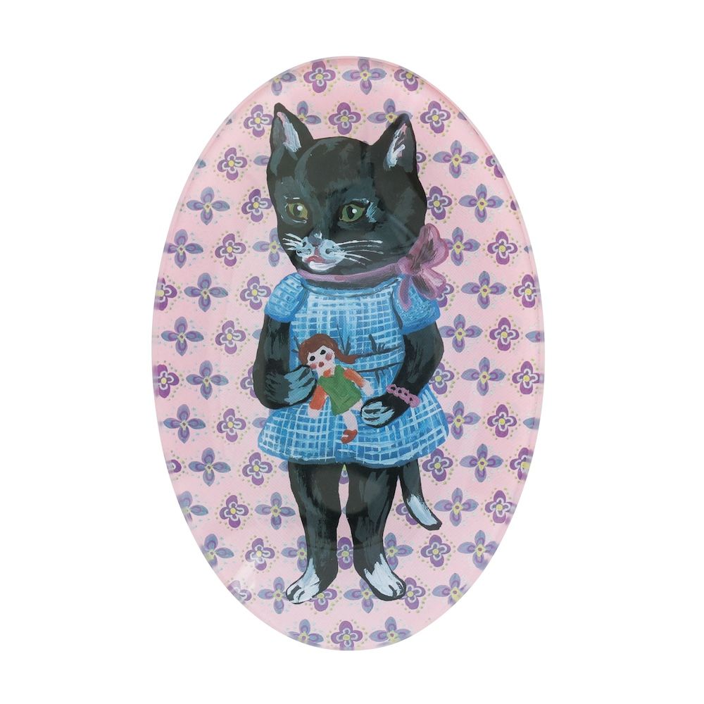 日本 Nathalie Lete 橢圓玻璃盤/ Black Cat