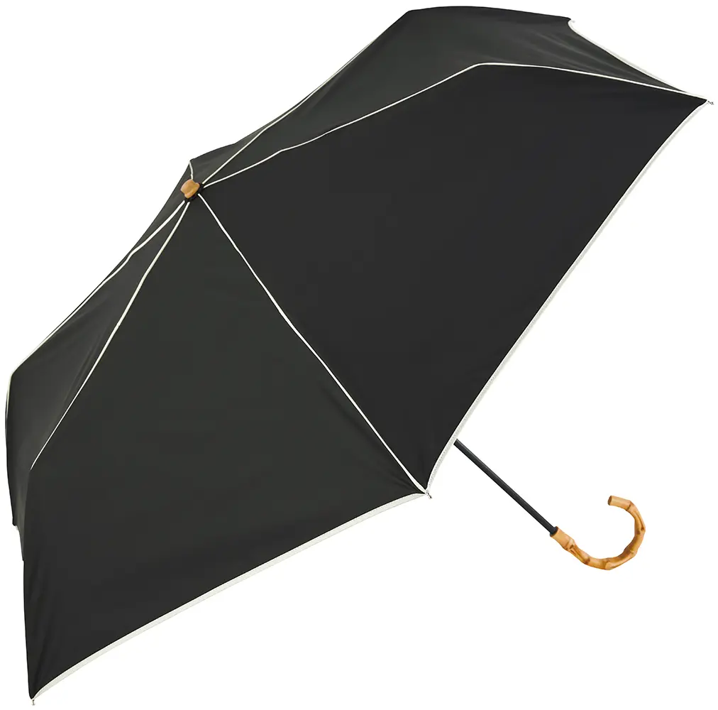 日本 because 晴雨兩用 UV99.9% 大傘面折傘/ Piping Large Black