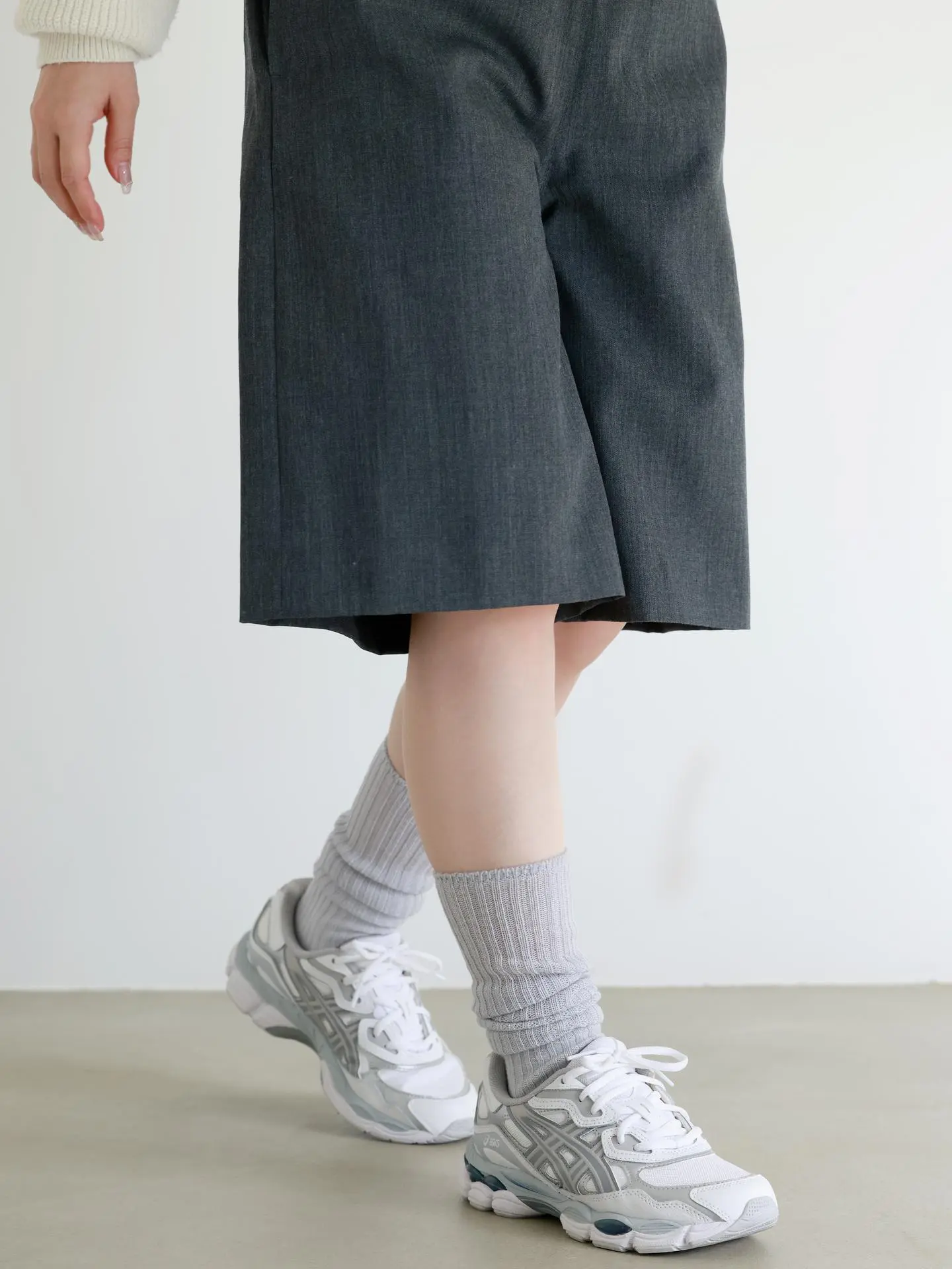 日本 Tabio 柔軟羅紋泡泡中筒襪/ 10/ Silver Grey
