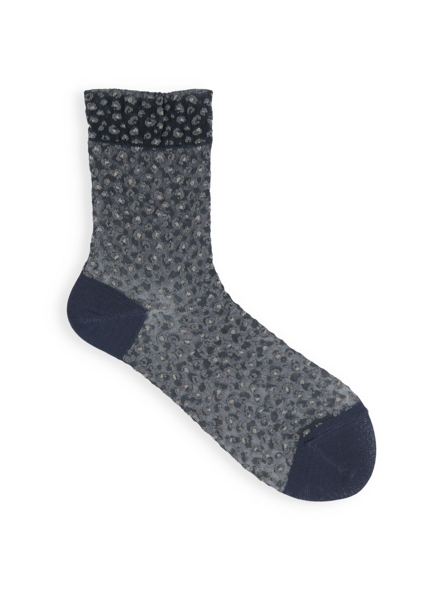 日本 Tabio 透透豹紋中筒襪/ 84/ Navy