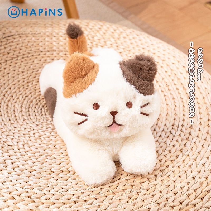 日本 HAPiNS Fuku Fuku Nyanko 毛絨絨趴趴貓玩偶/ L/ 米開朗基羅