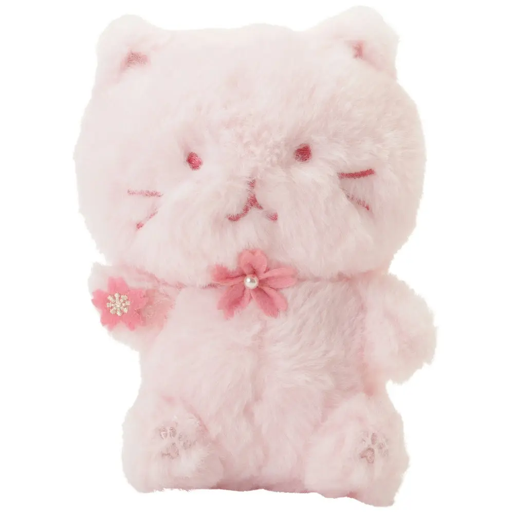 日本 HAPiNS Fuku Fuku Nyanko 粉粉櫻花玩偶/ 白團子