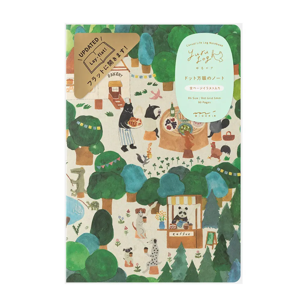 日本 MIDORI Yuru Log 方眼筆記本/ B6/ Forest Animal A