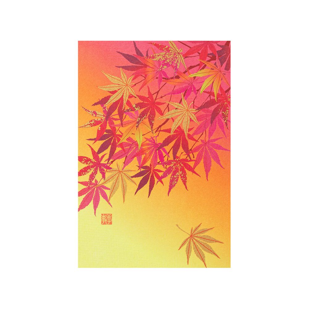 日本 MIDORI 和紙明信片/ 絲網印刷/ Maple