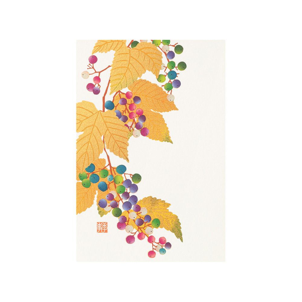 日本 MIDORI 和紙明信片/ 絲網印刷/ Wild Grapes