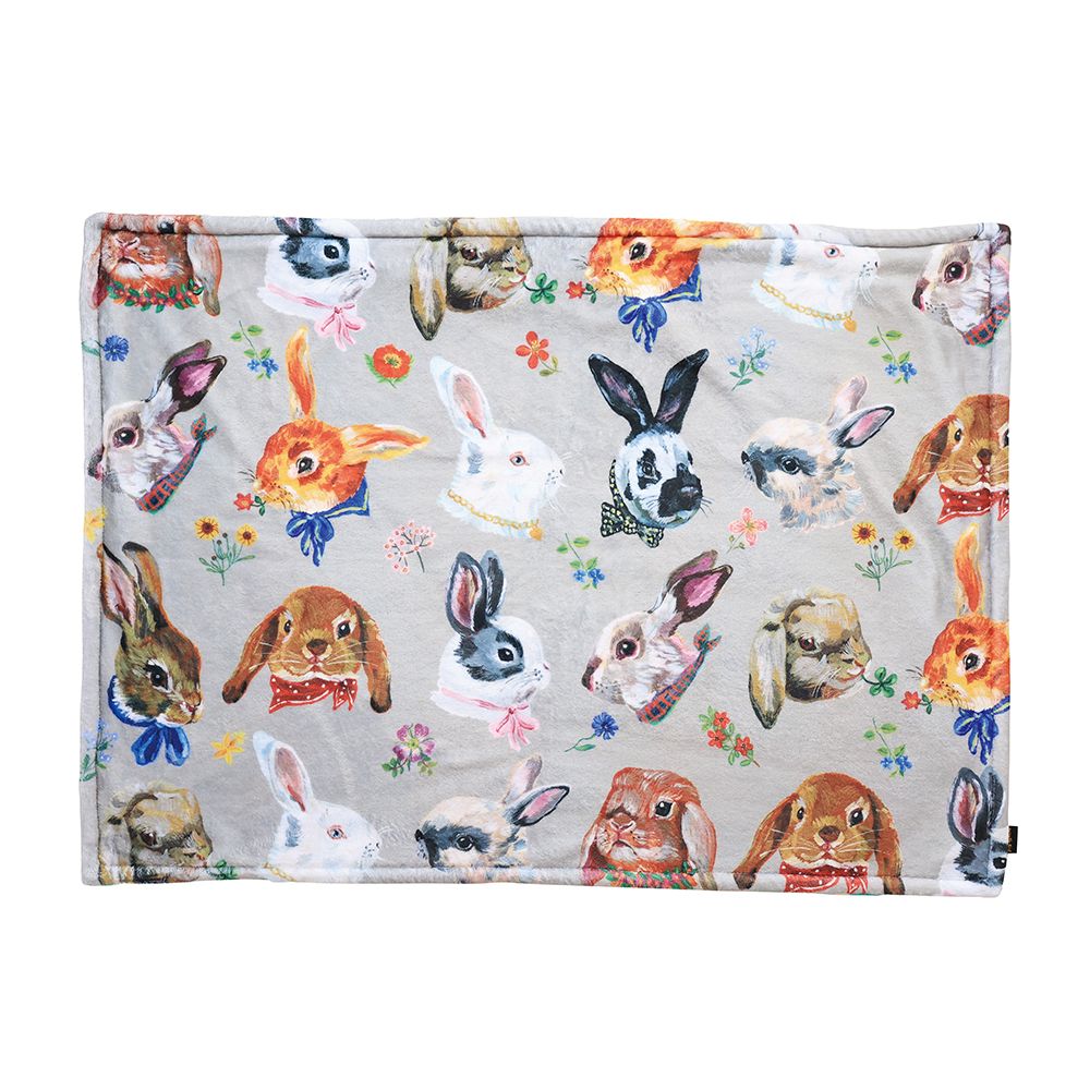 日本 Nathalie Lete 雙層柔暖毯/ Rabbits Grey