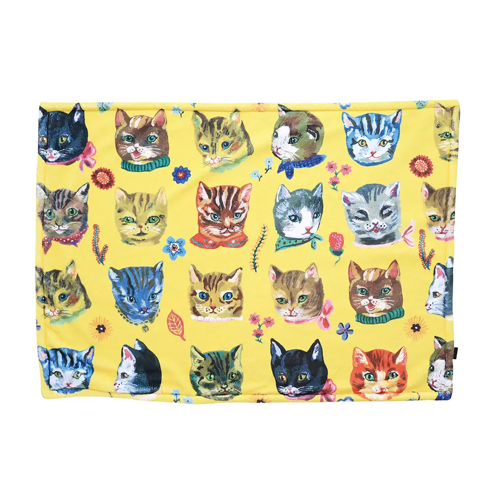 日本 Nathalie Lete 雙層柔暖毯/ Cats Yellow