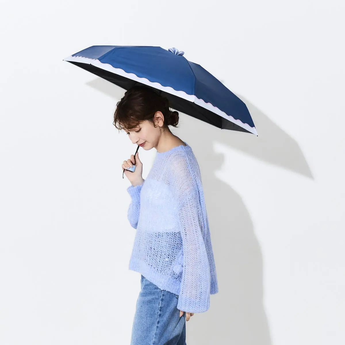 日本 assa 完全遮光UV100%花花遮陽雨傘/ Nami-nami Navy