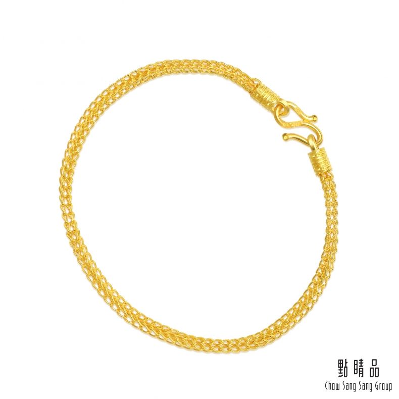 點睛品 雙層編織黃金手鍊18cm_計價黃金
