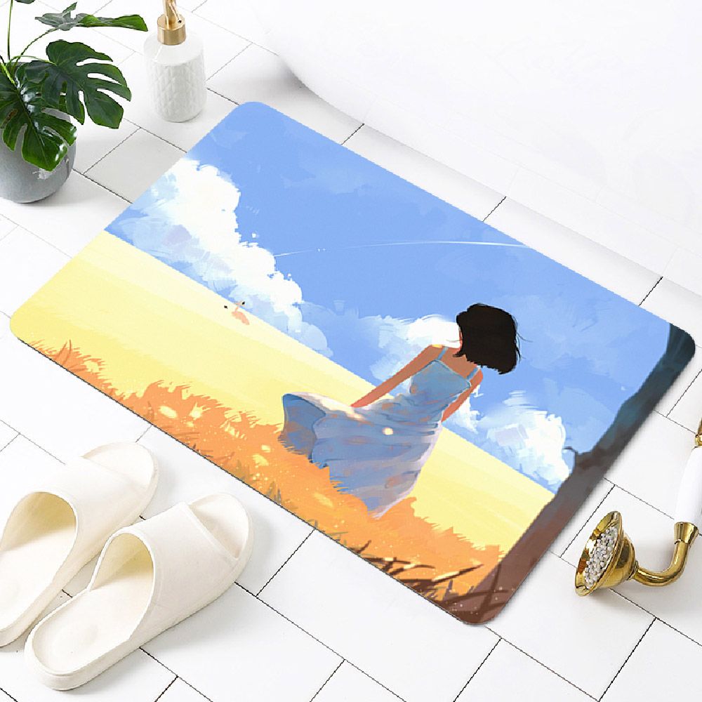 帕斯特收納生活/ 雙層超吸水浴室防滑地墊40x60cm-遠望/浴室 快速吸水 腳踏墊