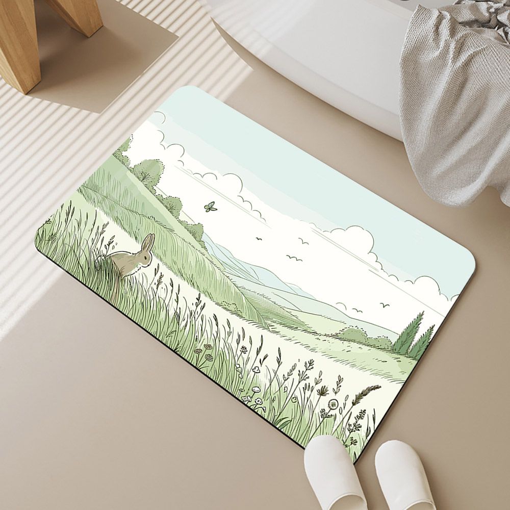 帕斯特收納生活/ 雙層超吸水浴室防滑地墊40x60cm-草蔓綠/浴室 快速吸水 腳踏墊