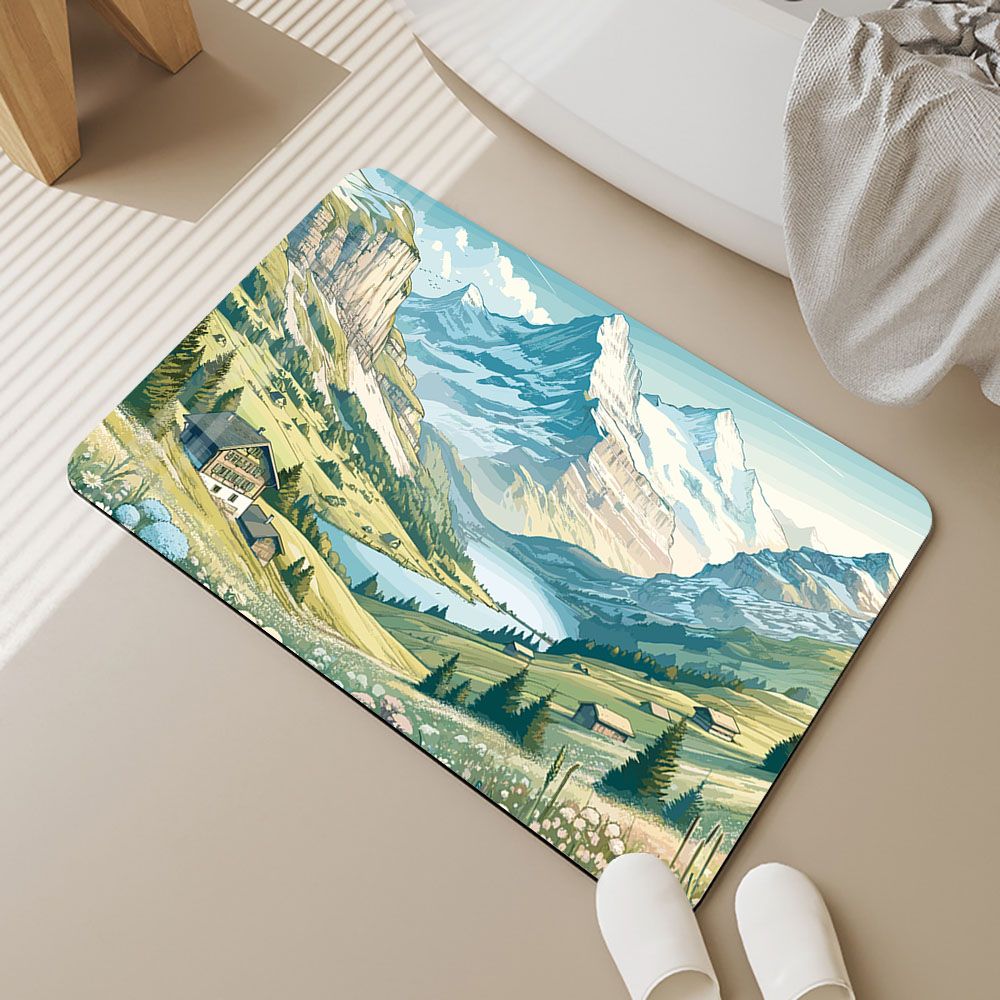 帕斯特收納生活/ 雙層超吸水浴室防滑地墊40x60cm-大山/浴室 快速吸水 腳踏墊