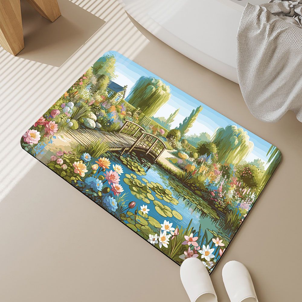 帕斯特收納生活/ 雙層超吸水浴室防滑地墊40x60cm-翠橋/浴室 快速吸水 腳踏墊