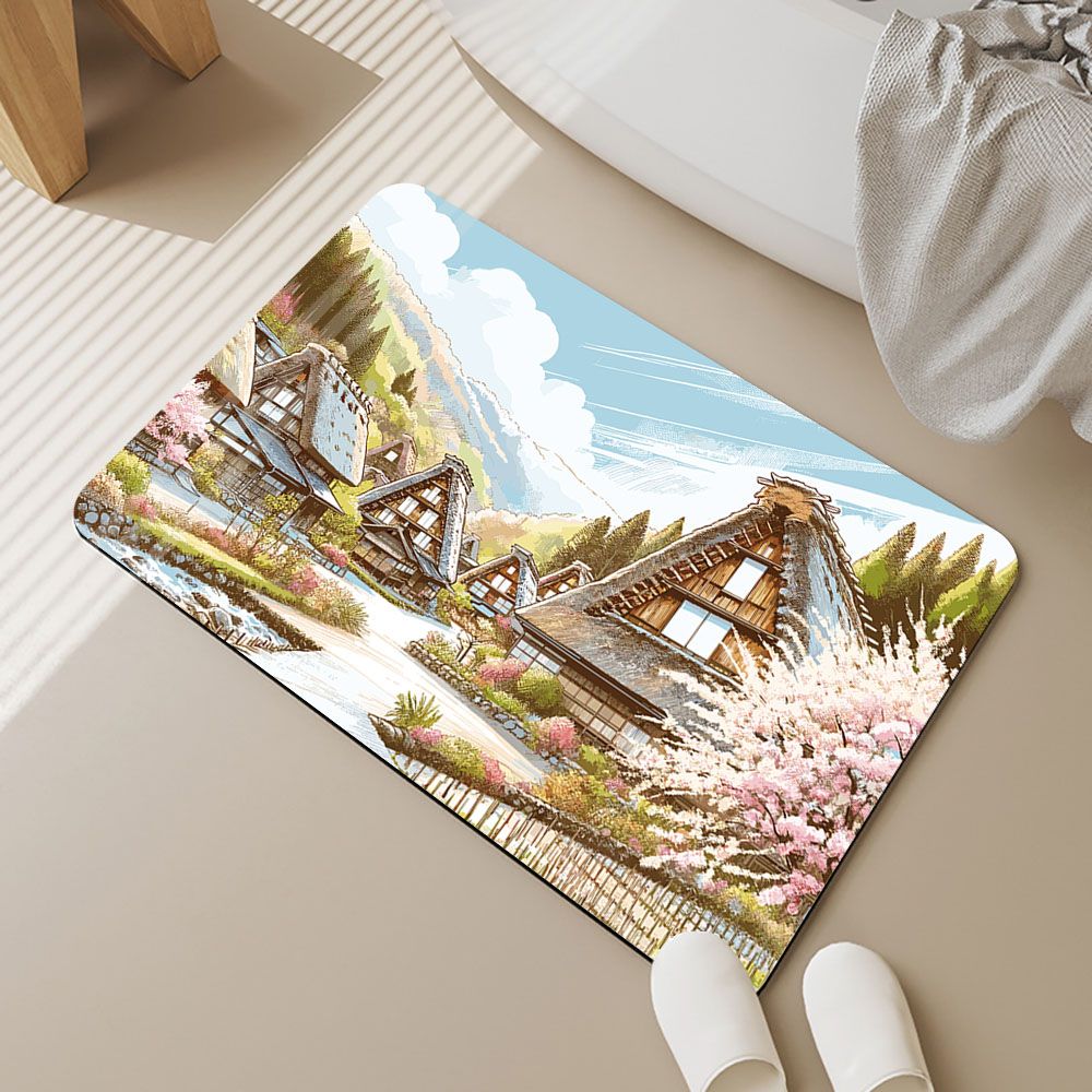 帕斯特收納生活/ 雙層超吸水浴室防滑地墊40x60cm-櫻樸/浴室 快速吸水 腳踏墊