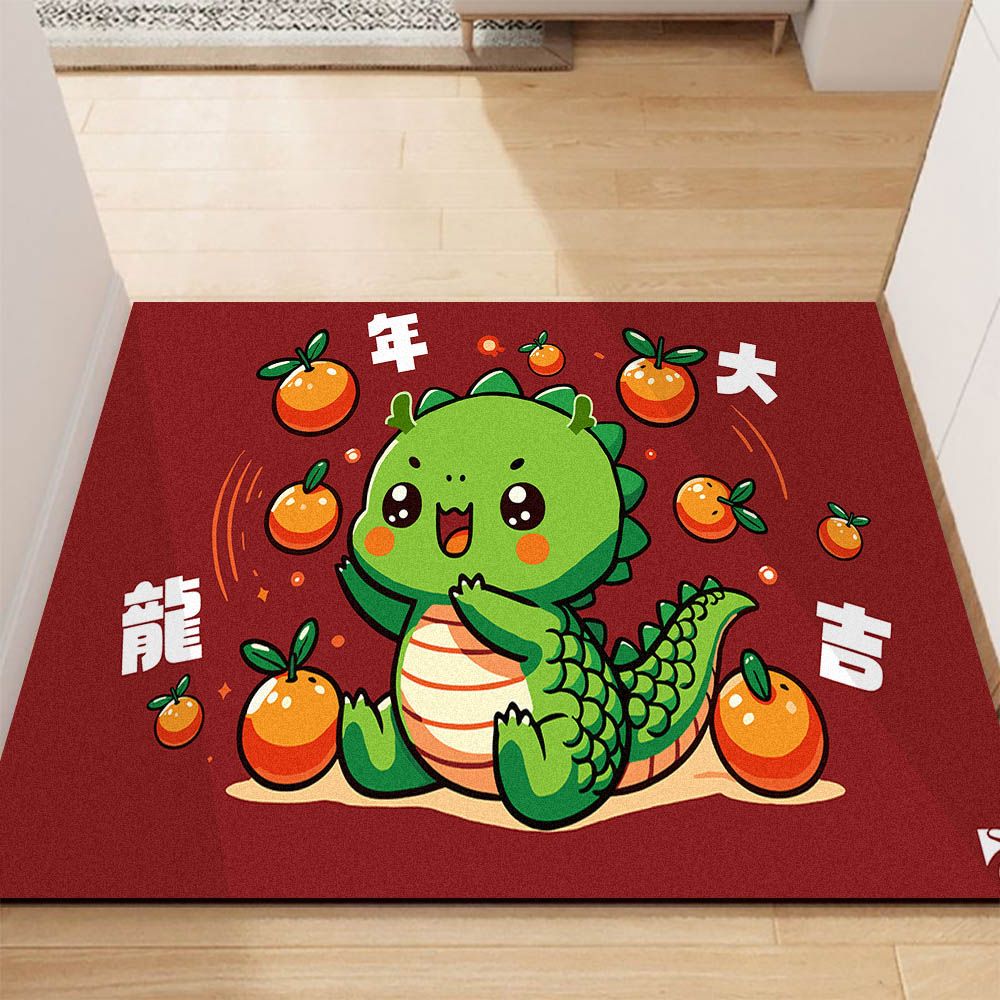 帕斯特收納生活/ 玄關絲圈刮泥地墊60x90cm-龍年大吉/除塵墊/玄關地墊