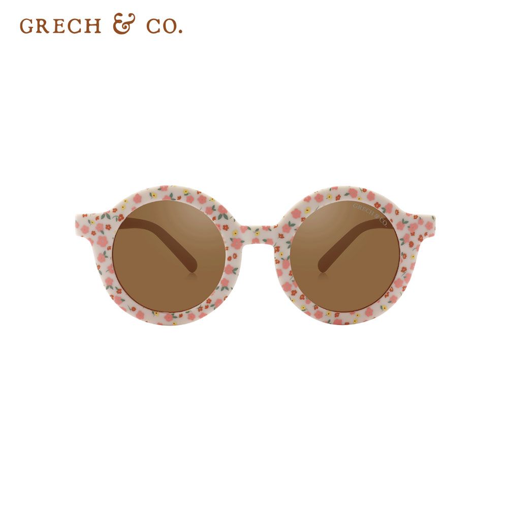 護眼也要時尚可愛➤Grech&Co.經典二代圓框偏光兒童太陽眼鏡包裝升級版/ 碎花粉