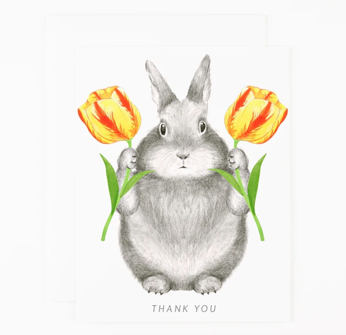 DEAR HANCOCK感謝卡/ Bunny with Tulips/ 兔子與鬱金香