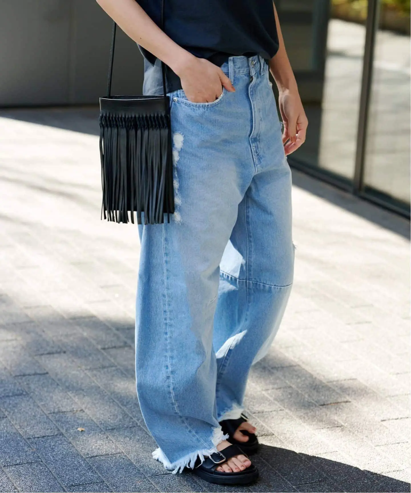 JS/Side Curve Crushed Denim(2)/褲子/藍色(048)/036