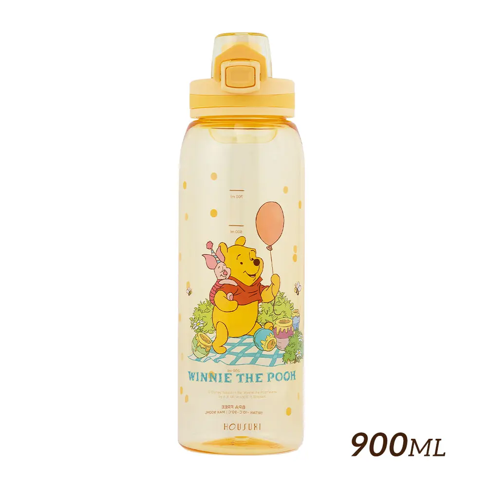 HOUSUXI迪士尼小熊維尼Tritan彈蓋水瓶/ 900ml