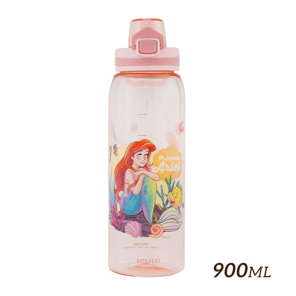 HOUSUXI迪士尼小美人魚Tritan彈蓋水瓶/ 900ml