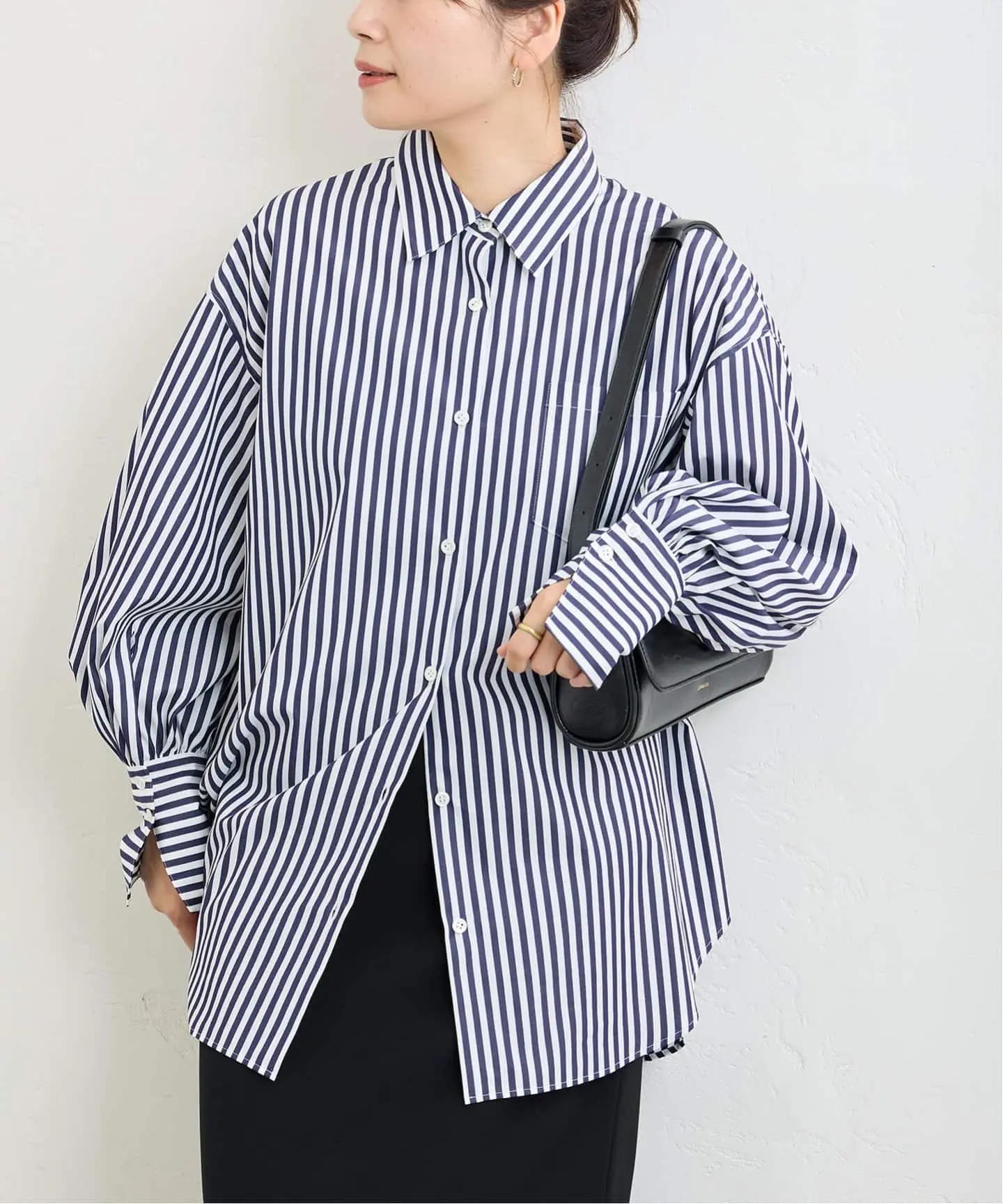 JS/Cotton Poplin Turn-up Cuff Shirt/上衣/藏青色(041)/FREE