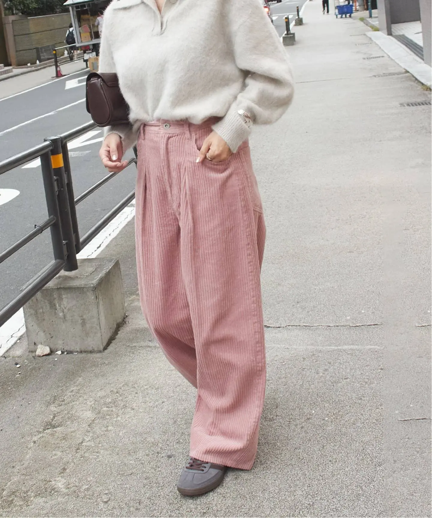 JS/WIDE CORD PANTS/褲子/粉色(063)/036