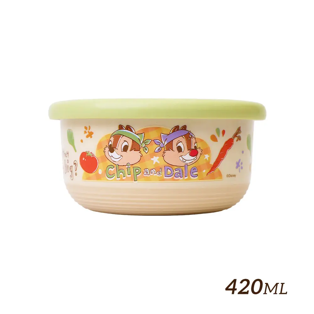 HOUSUXI迪士尼奇奇蒂蒂不鏽鋼雙層隔熱碗/ 420ml/ 新版