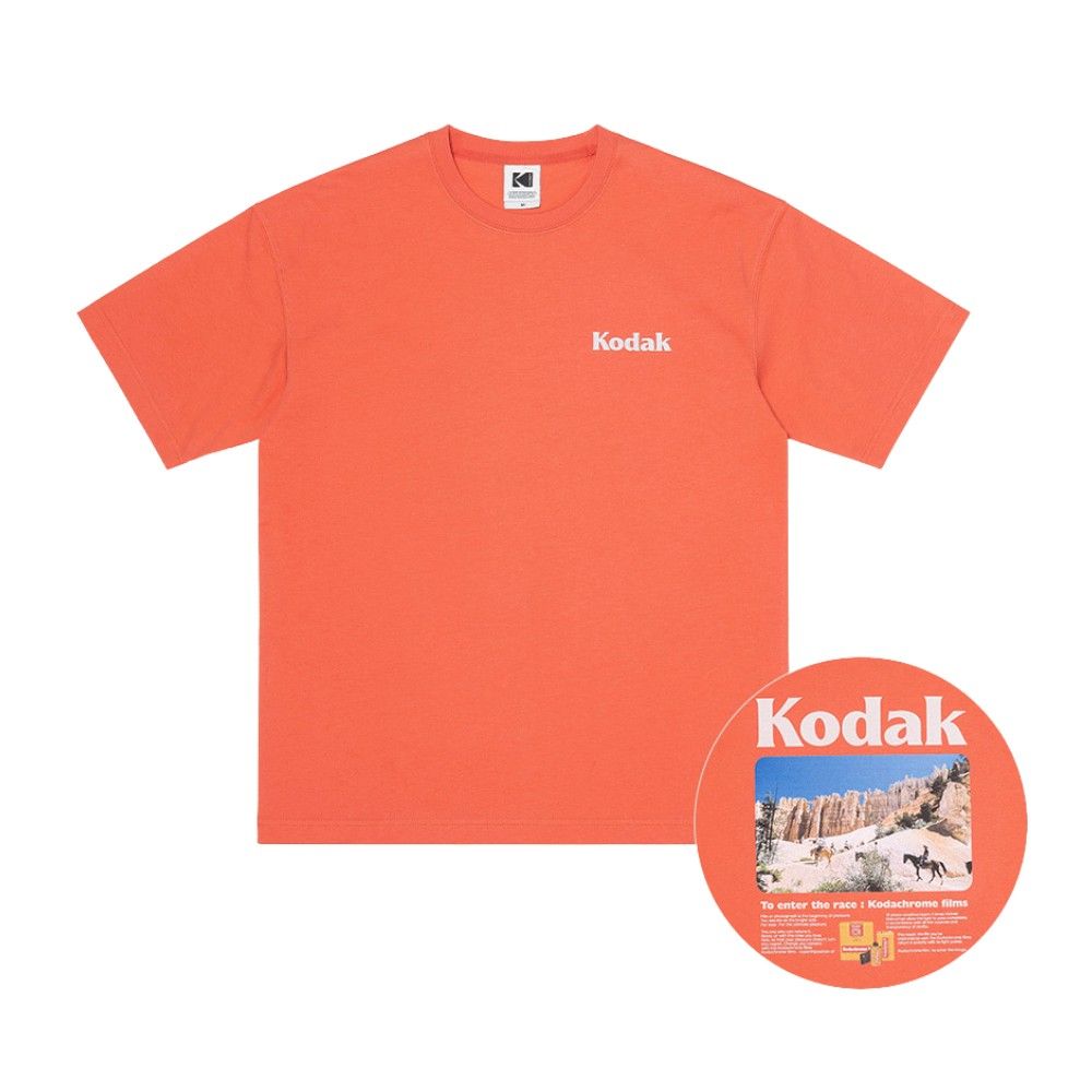 韓國 KODAK 自然風景印花短袖T恤 紅色RED/ S