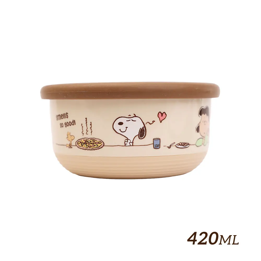 HOUSUXI史努比不鏽鋼雙層隔熱碗/ 420ml/ 新版