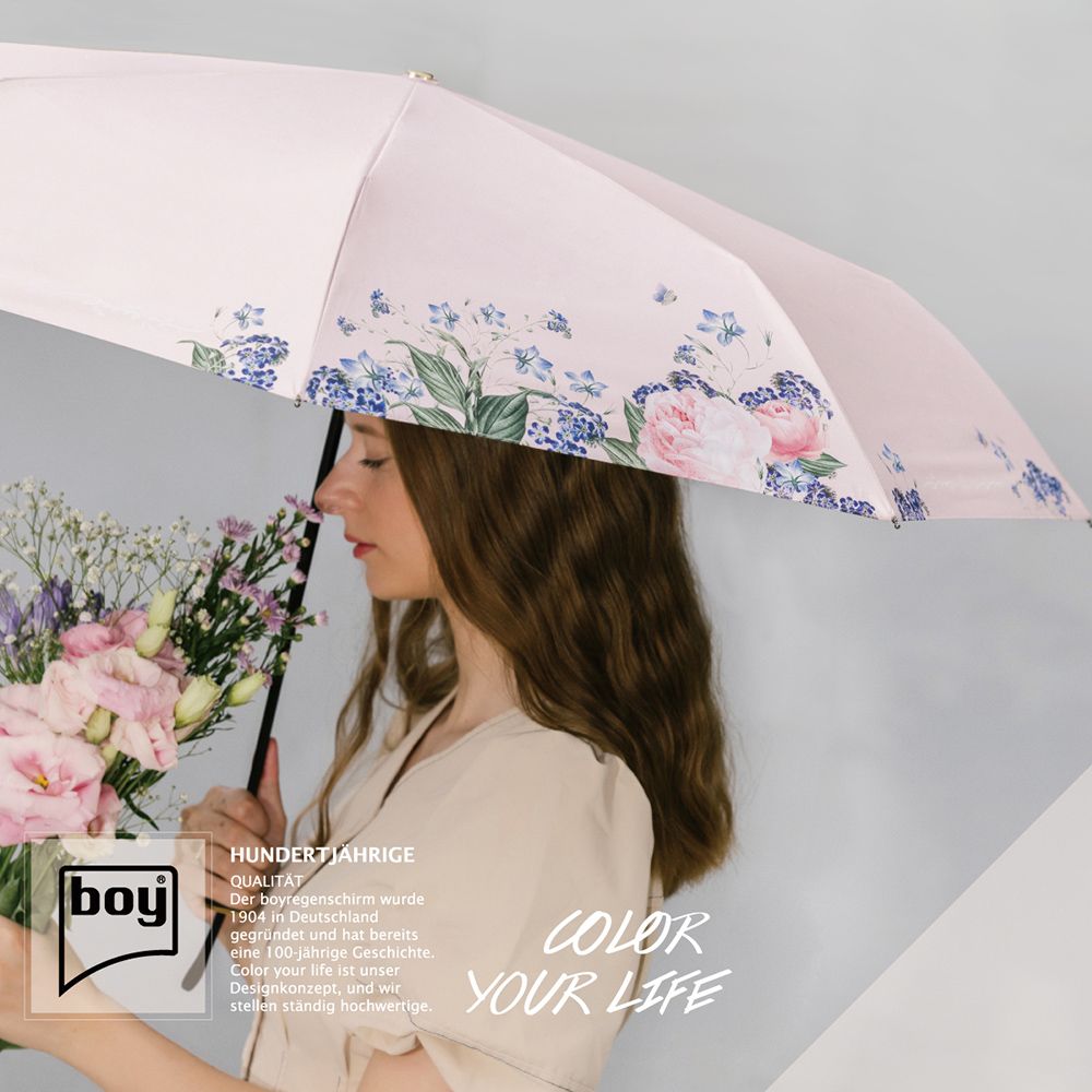 德國boy全遮光防曬晴雨傘(英式古典-粉)