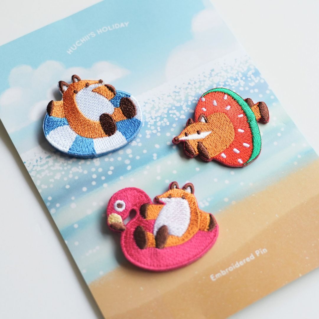 Hello Studio刺繡別針組/ 夏日狐吉
