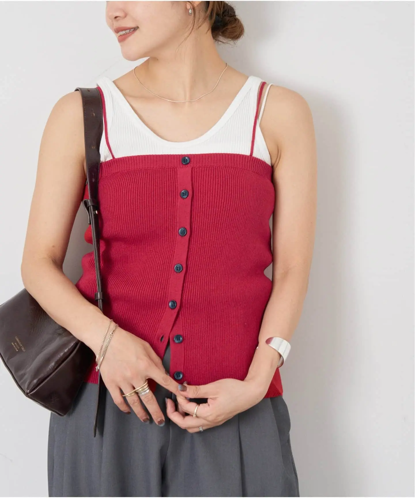 JS/WASHABLE VOCE RIB BUSTIER/針織衫/紅色(060)/FREE