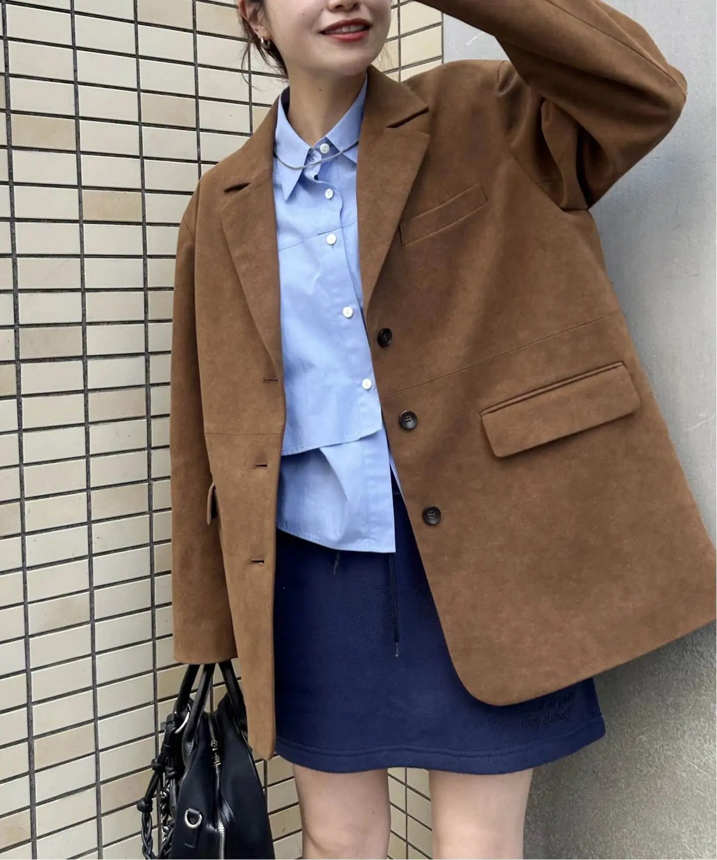 JS/Fake Leather / Fake Suede Jacket/夾克/黃棕色(025)/FREE