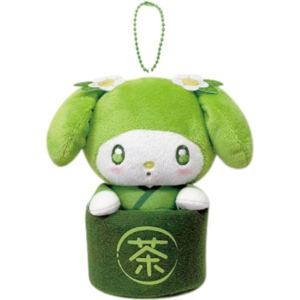 Sanrio造型玩偶吊鍊附拉鍊口袋/ 美樂蒂/ 抹茶