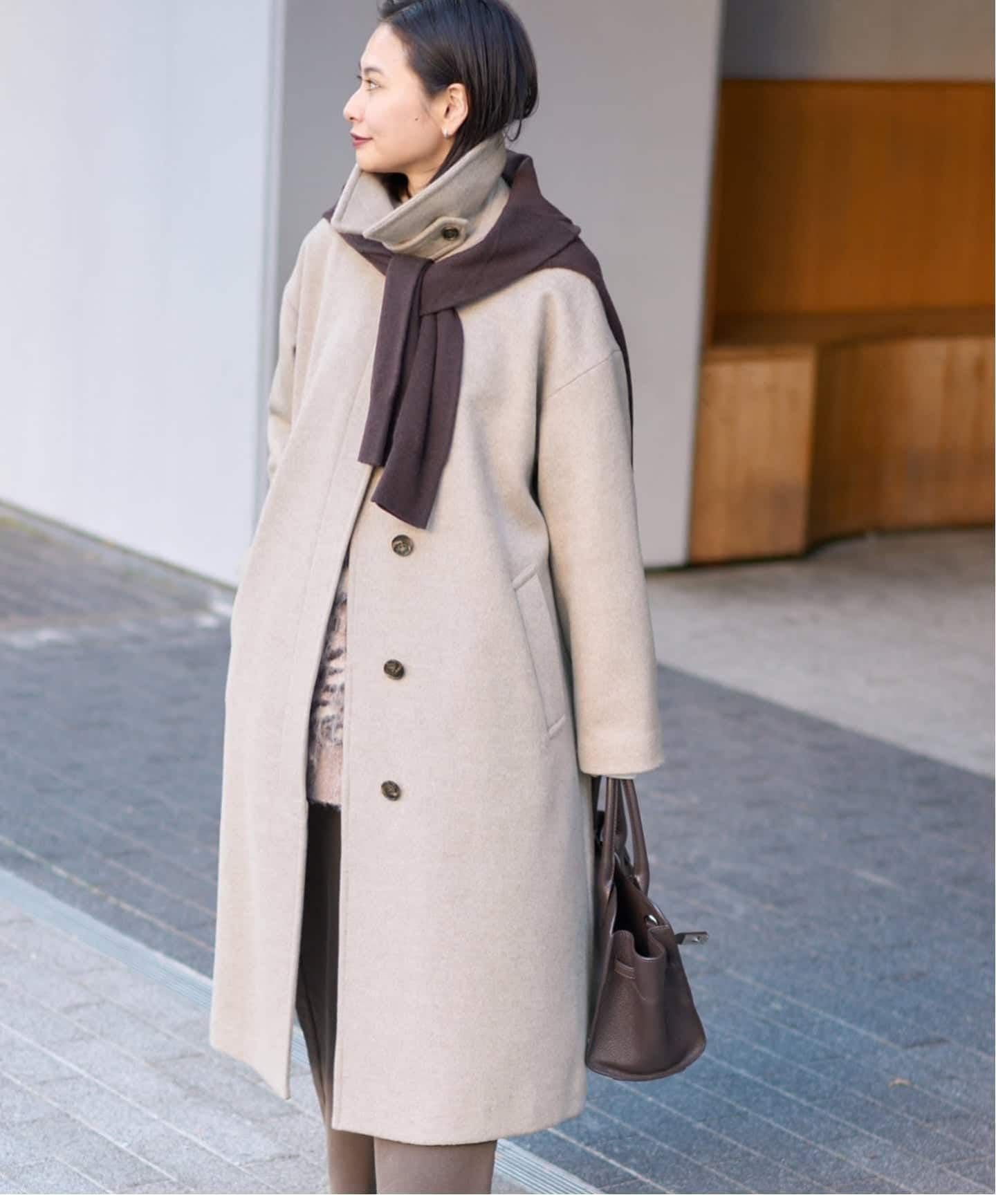 JS/Super 140 Beaver Stand Collar Coat (3)/大衣/米色(028)/FREE