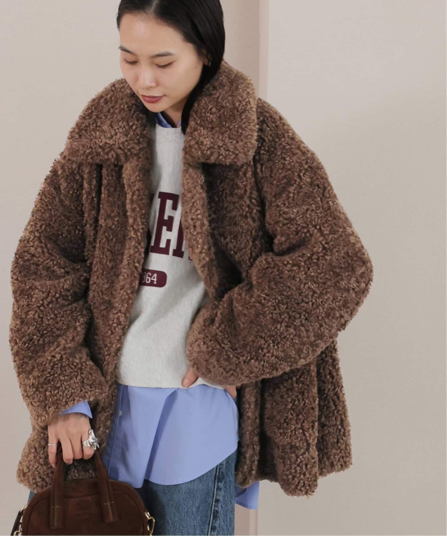 JS/Sheep Like Fur BZ/外套/棕色(020)/FREE