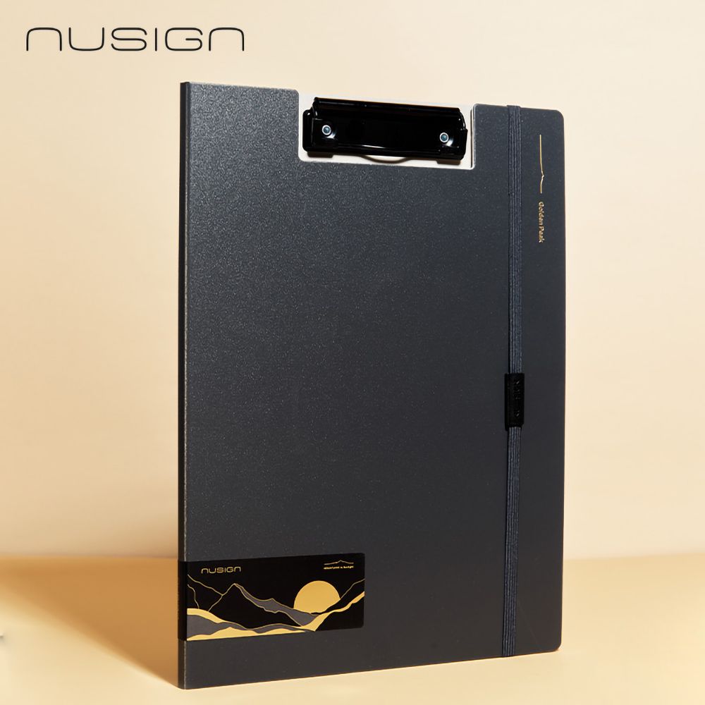 得力Deli NUSIGN折疊板夾/ ENS180G/ 日耀金山黑/ 可展開/ A3