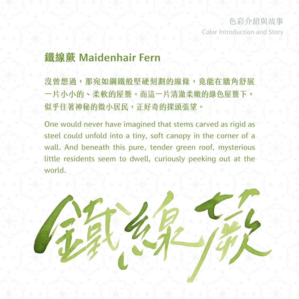 藍濃道具屋Lennon ToolBar鋼筆墨水/ 媠甲有春vol.4/ 鐵線蕨Maidenhair Fern/ 無防水