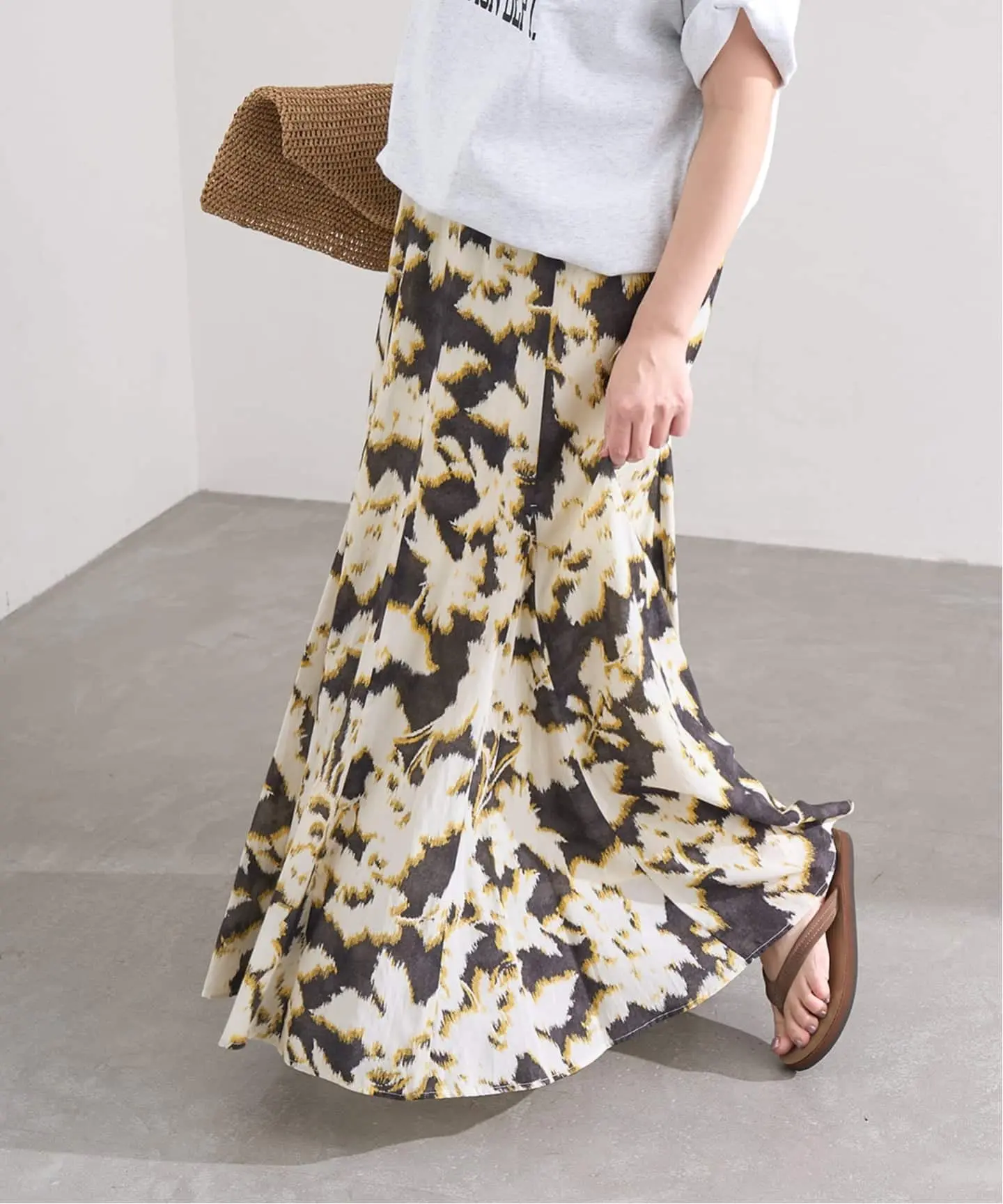JS/ORIENTAL PRINT SK/裙子/黃色(080)/FREE