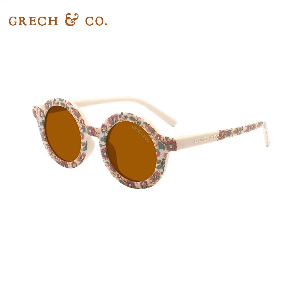 抵擋強光時尚護眼➤Grech&Co. 植感系經典圓框偏光太陽眼鏡/ 復古碎花/ 兒童款(約1歲半至6歲)